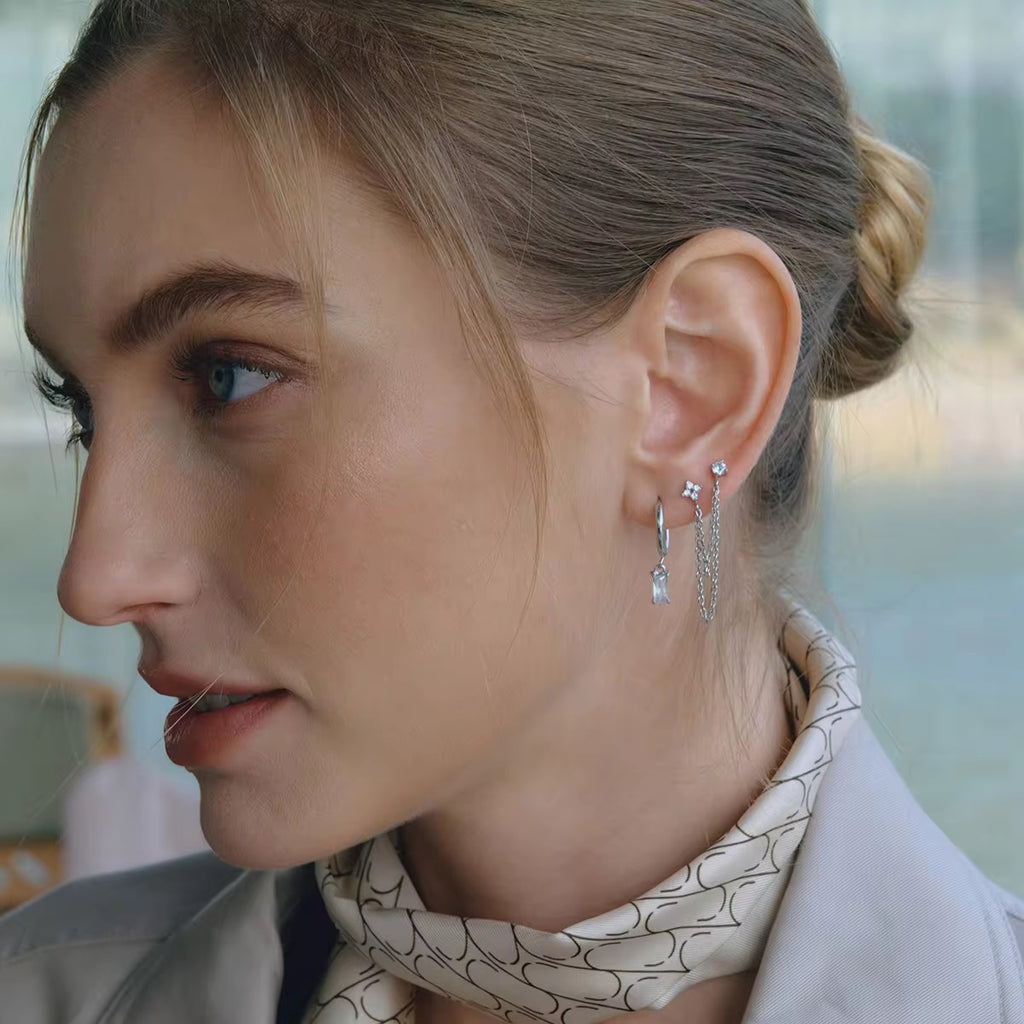 SunKissedBali || Stacking hoops delicate earring stainless steel hand polished shiny jewelry tarnish free waterproof hypoallergenic set stacking earring