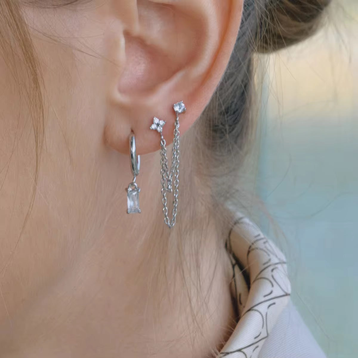 SunKissedBali || Stacking hoops delicate earring stainless steel hand polished shiny jewelry tarnish free waterproof hypoallergenic set stacking earring