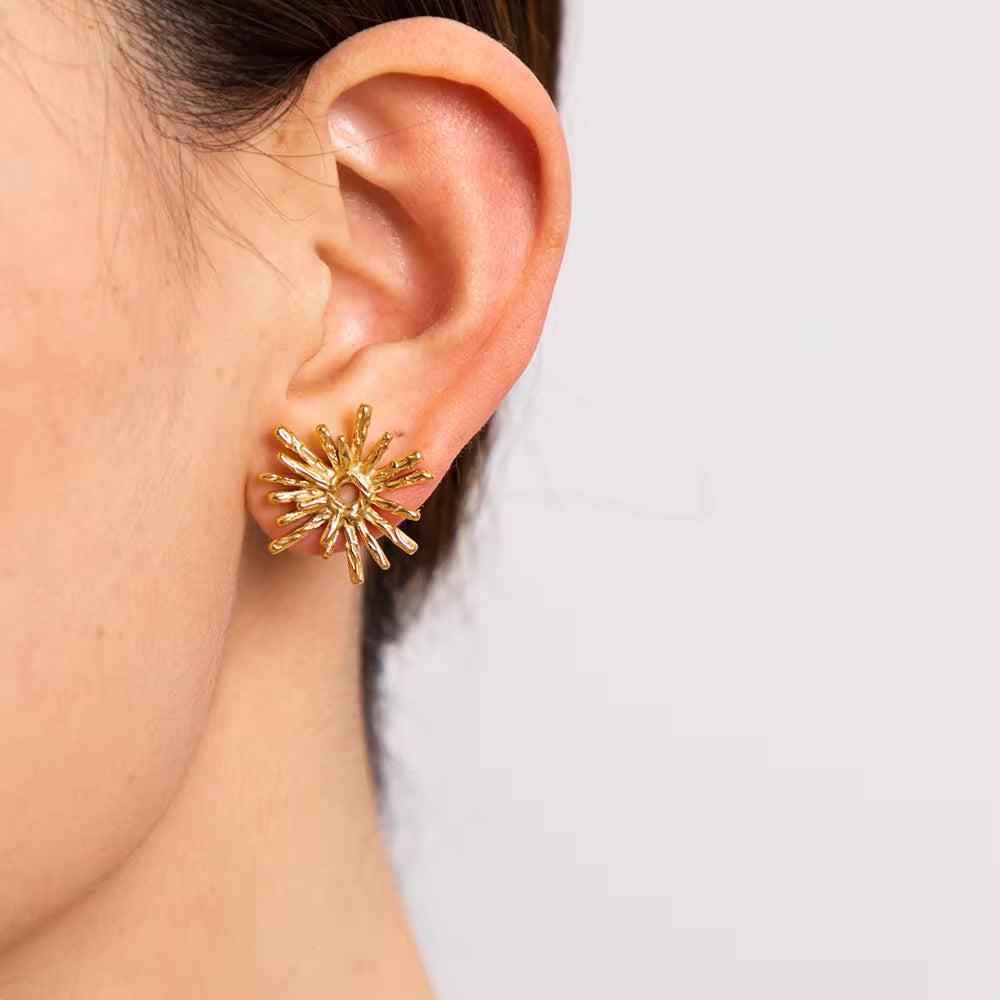 SunKissedBali || Stainless steel 18K gold PVD plated earring high finishing polished || waterproof, tarnish free and hypoallergenic || flower earring || bali