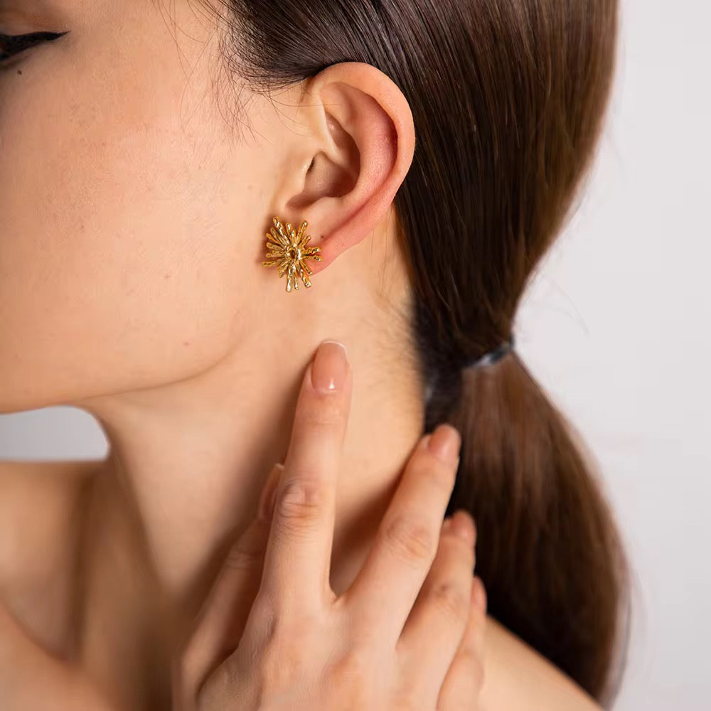 SunKissedBali || Stainless steel 18K gold PVD plated earring high finishing polished || waterproof, tarnish free and hypoallergenic || flower earring || bali