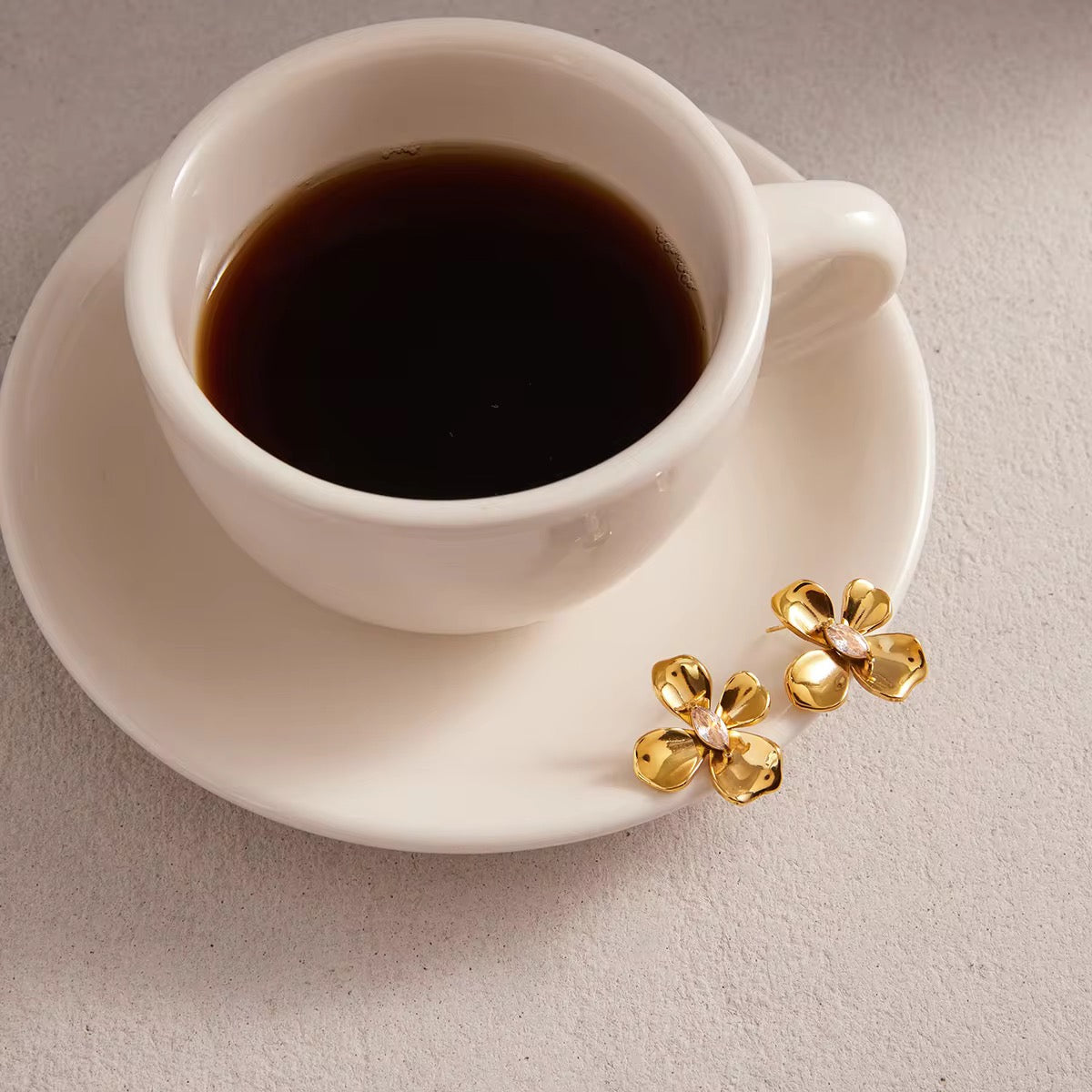 SunKissedBali || Flower cute stud stainless steel 18K gold PVD plated earring || Hand polished , high quality finishing , waterproof, tarnish free and hypoallergenic.