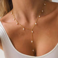 SunKissedBali || Y line freshwater pearl stainless steel 304 gold PVD plated necklace water resistant, tarnish free & hypoallergenic necklace