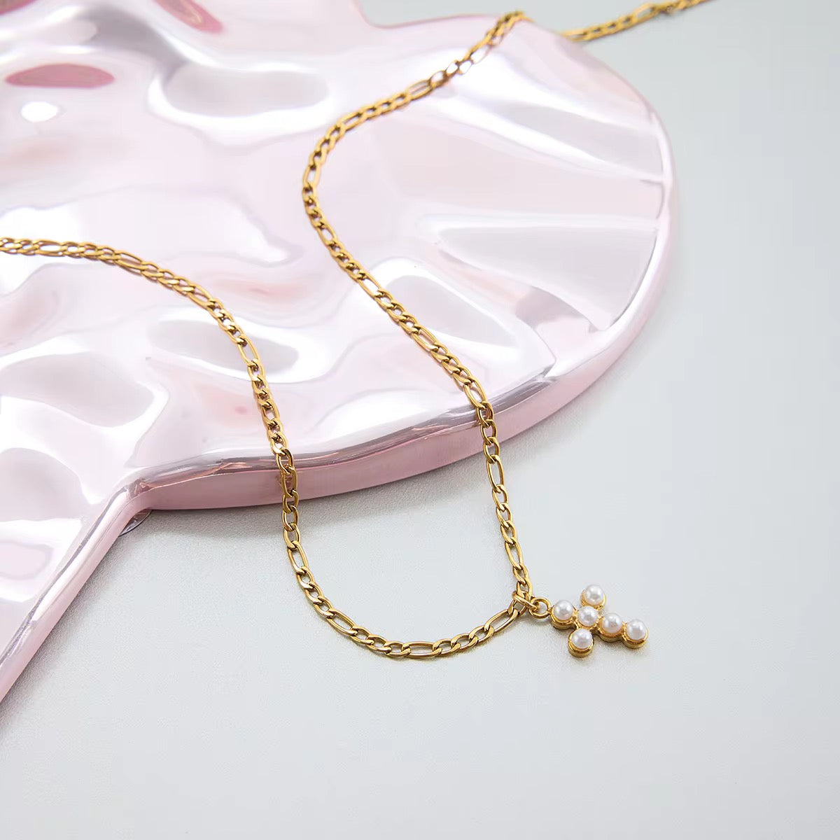 SunKissedBali || Classic small freshwater pearl cross pendant charm stainless steel necklace high quality jewelry best quality water resistant and tarnish free jewelry minimalist dainty