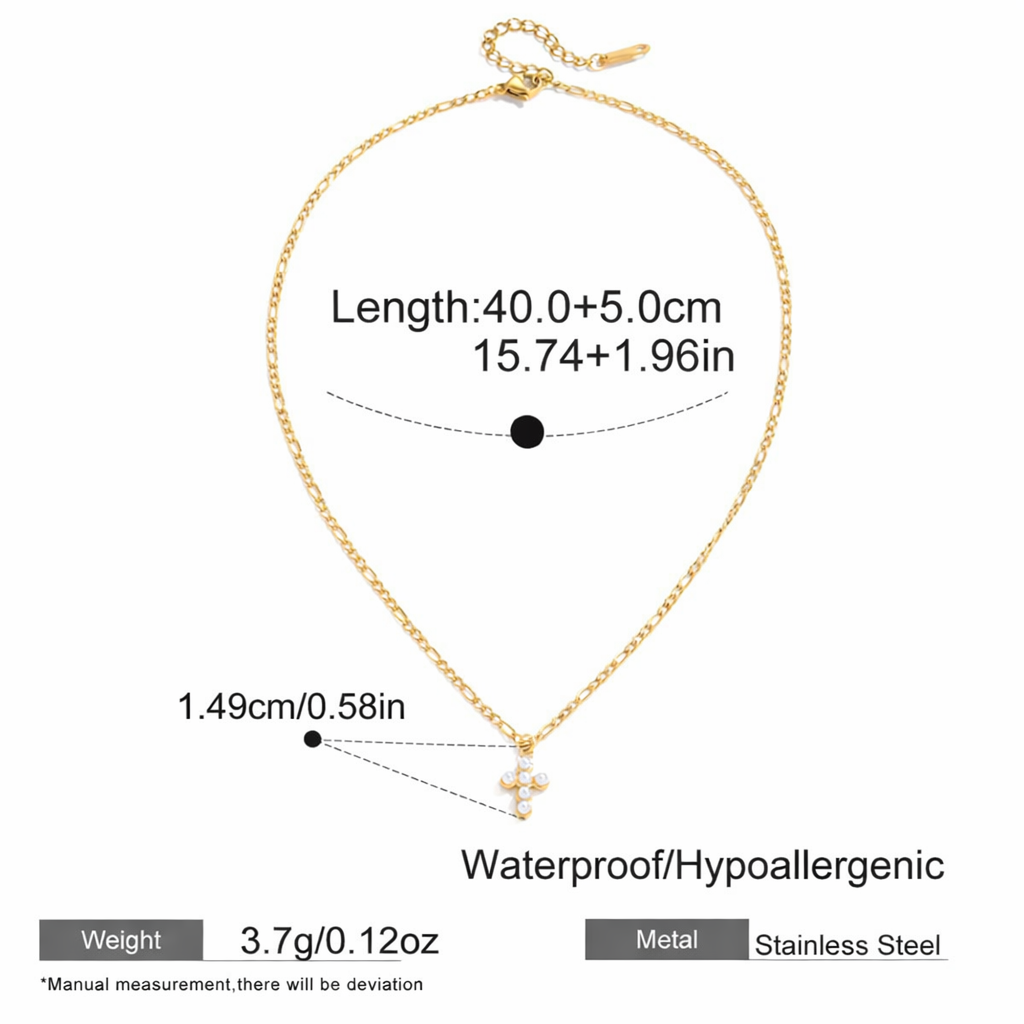 SunKissedBali || Classic small freshwater pearl cross pendant charm stainless steel necklace high quality jewelry best quality water resistant and tarnish free jewelry minimalist dainty