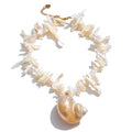 SunKissedBali || Real natural freshwater pearl, shell, conch natural beach summer stainless steel 18K gold PVD plated necklace || Water resistant, tarnish free 7 hypoallergenic