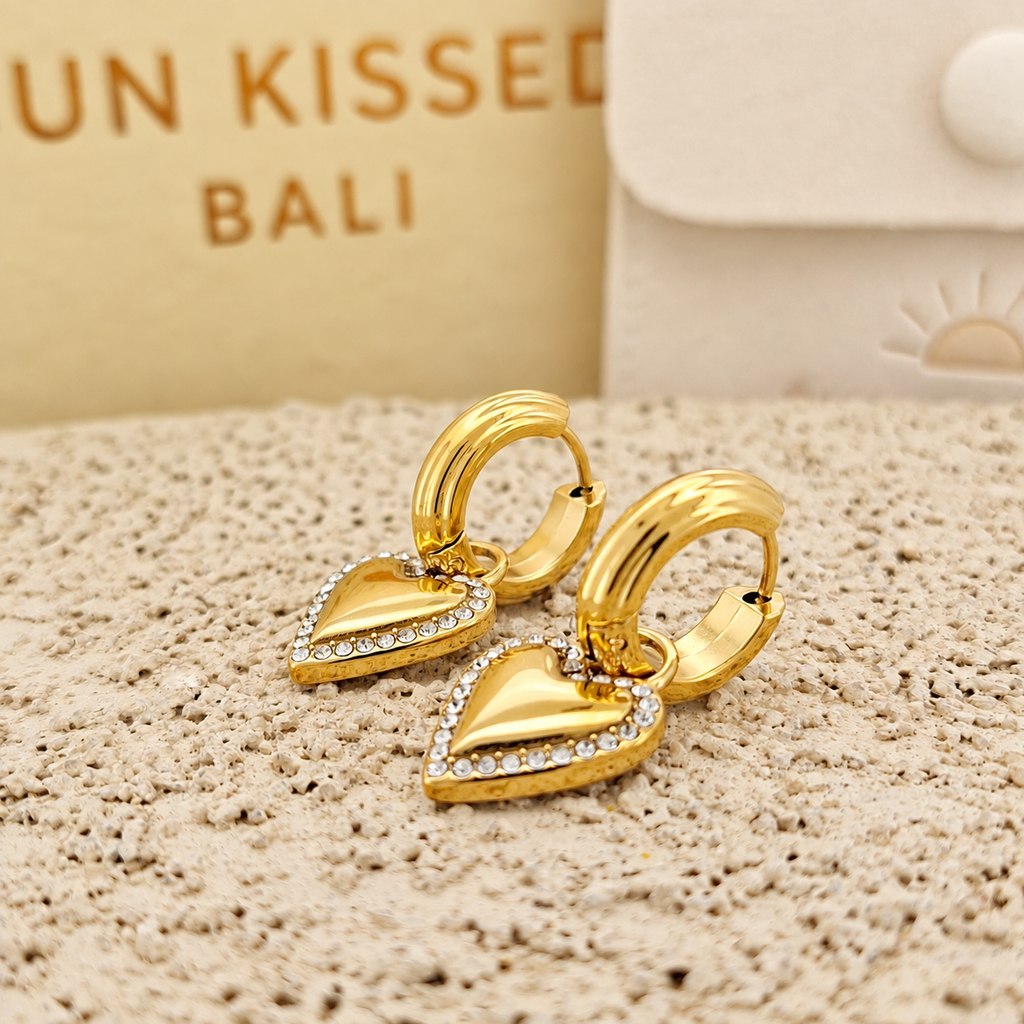 Sun Kissed Bali || Earring || Classic love hoop earring 18K Gold Coated waterproof tarnish free stainless steel jewelry SKB0312237