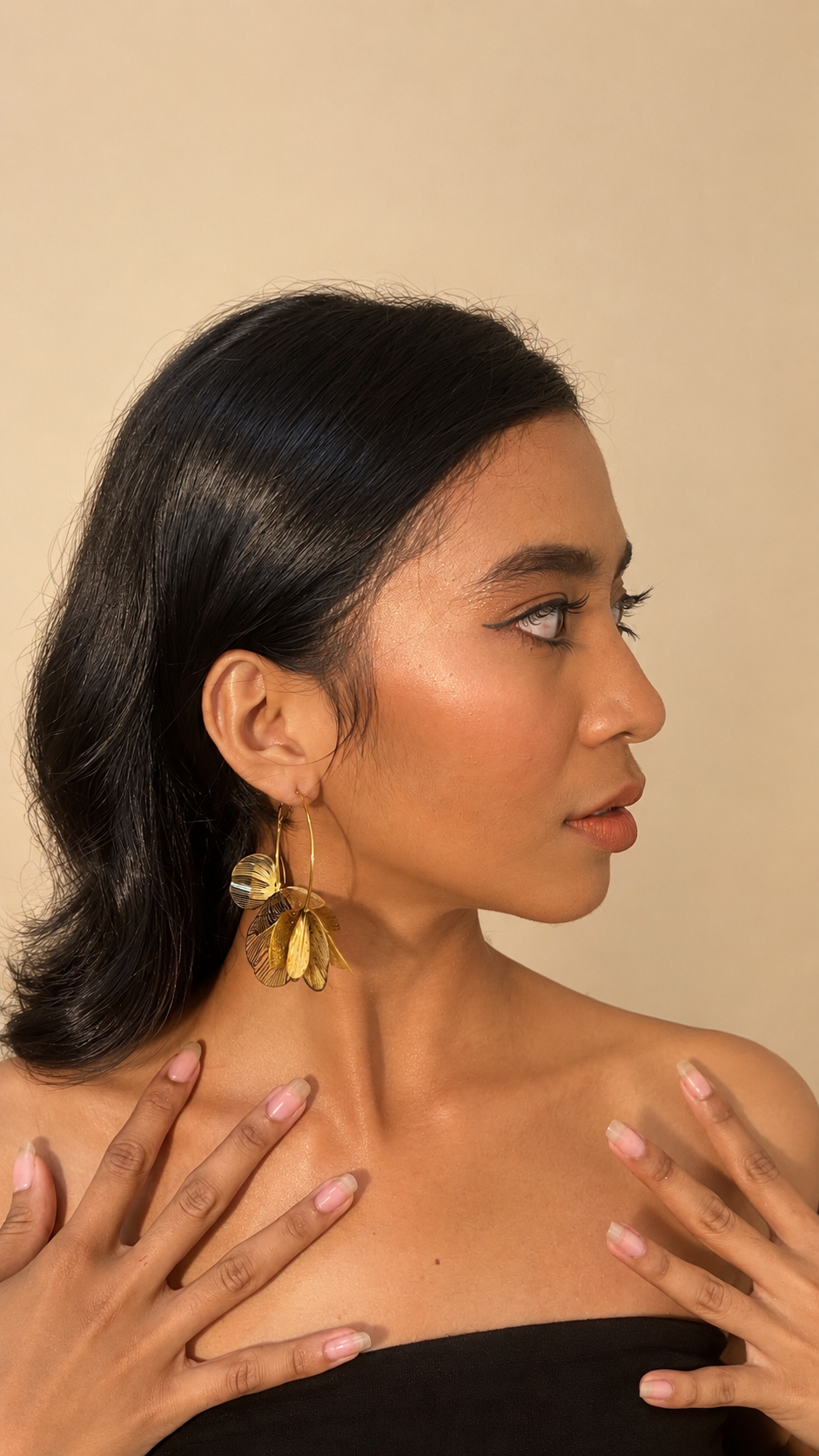 Sun Kissed Bali || Earring || Flower petal hoops earring waterproof tarnish free hypoallergenic jewelry SKB4513A