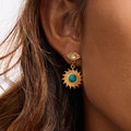 Sun Kissed Bali || Earring || Sun Pirus Stone stainless steel 316 18K gold PVD coated waterproof tarnish free stud devil eye earring