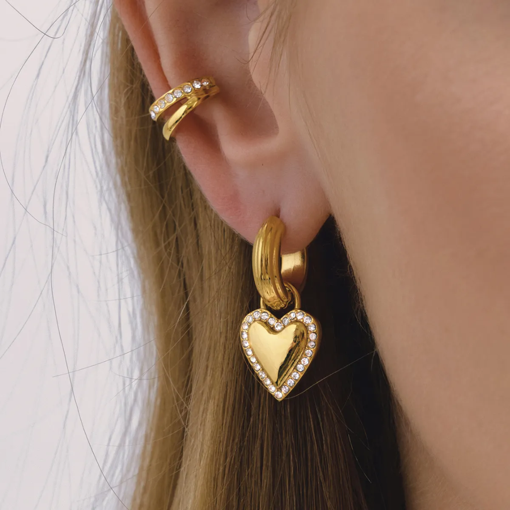 Sun Kissed Bali || Earring || Classic love hoop earring 18K Gold Coated waterproof tarnish free stainless steel jewelry SKB0312237
