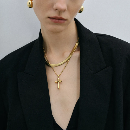 SunKissedBali || Cross pendant stainless steel 18K gold electro plating necklace || waterproof, tarnish free and hypoallergenic necklace jewelry bold statement necklace