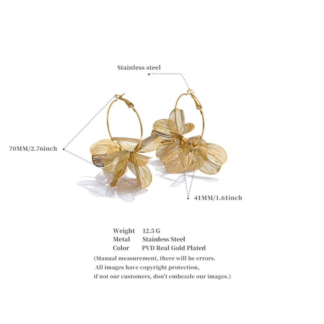 Sun Kissed Bali || Earring || Flower petal hoops earring waterproof tarnish free hypoallergenic jewelry SKB4513A