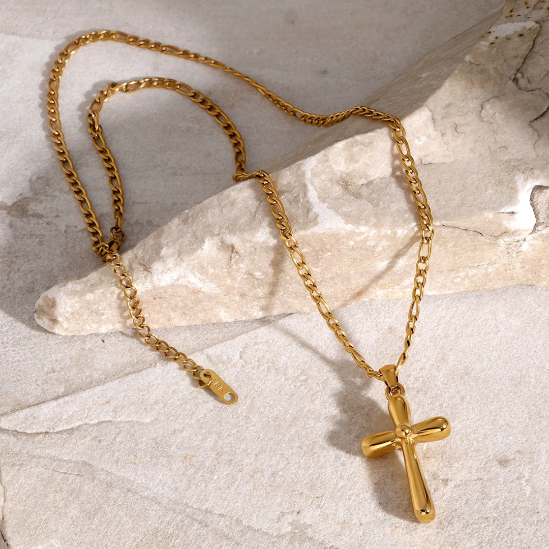 SunKissedBali || Cross pendant stainless steel 18K gold electro plating necklace || waterproof, tarnish free and hypoallergenic necklace jewelry bold statement necklace