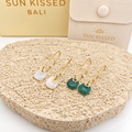 Sun Kissed Bali || Earring || Hot sales stone drop long dangle stainless steel earring white moonstone african jade 18K PVD Gold plated tarnish free SKB6131A SKB6132A