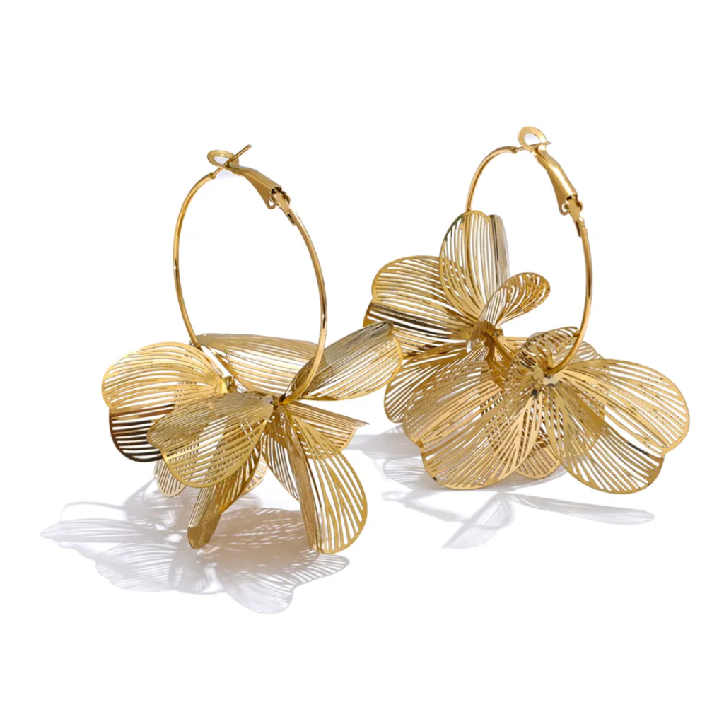 Sun Kissed Bali || Earring || Flower petal hoops earring waterproof tarnish free hypoallergenic jewelry SKB4513A