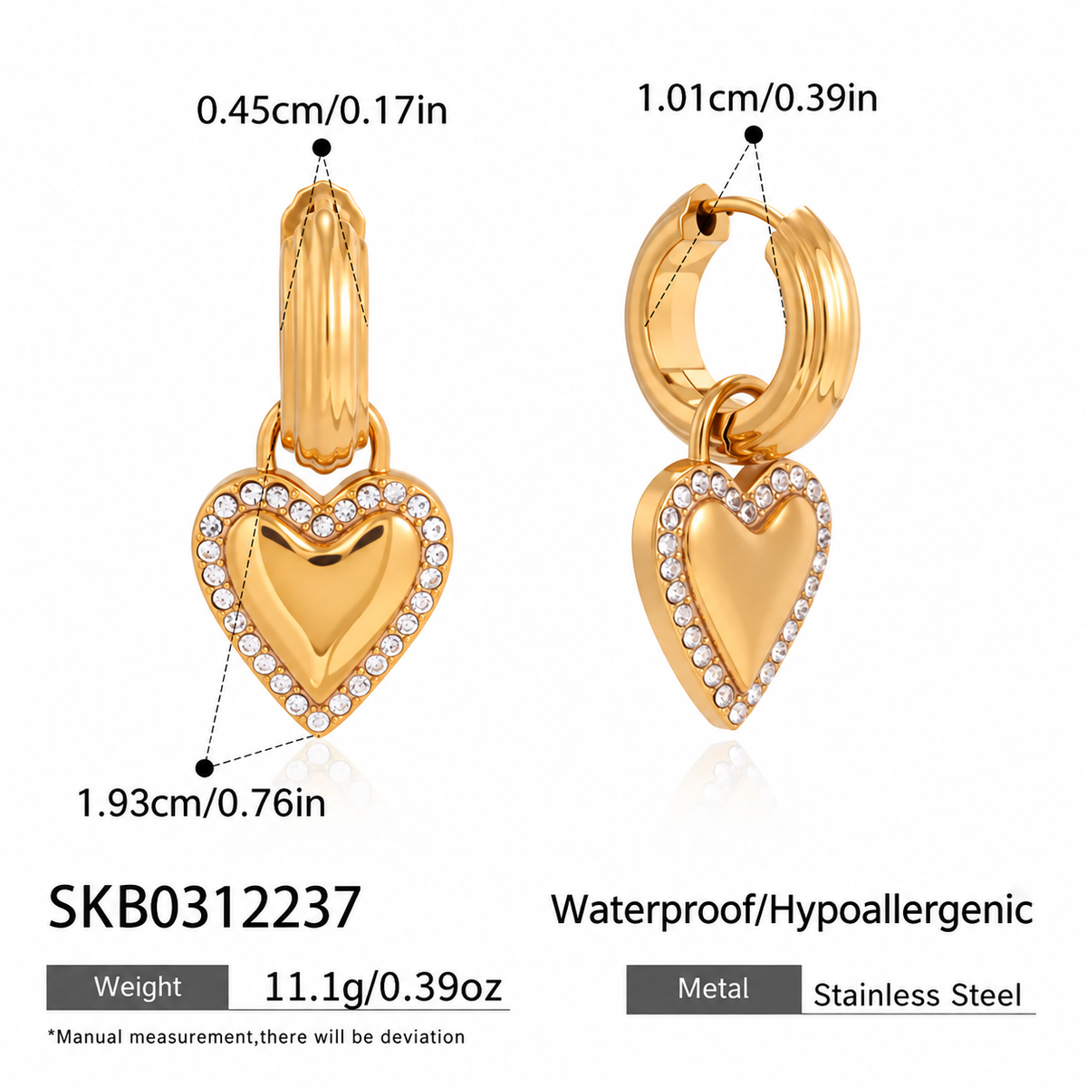 Sun Kissed Bali || Earring || Classic love hoop earring 18K Gold Coated waterproof tarnish free stainless steel jewelry SKB0312237