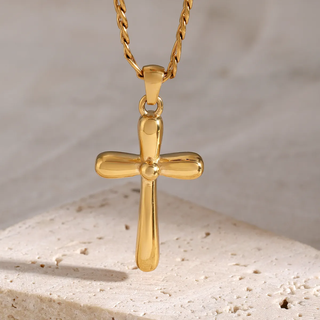SunKissedBali || Cross pendant stainless steel 18K gold electro plating necklace || waterproof, tarnish free and hypoallergenic necklace jewelry bold statement necklace
