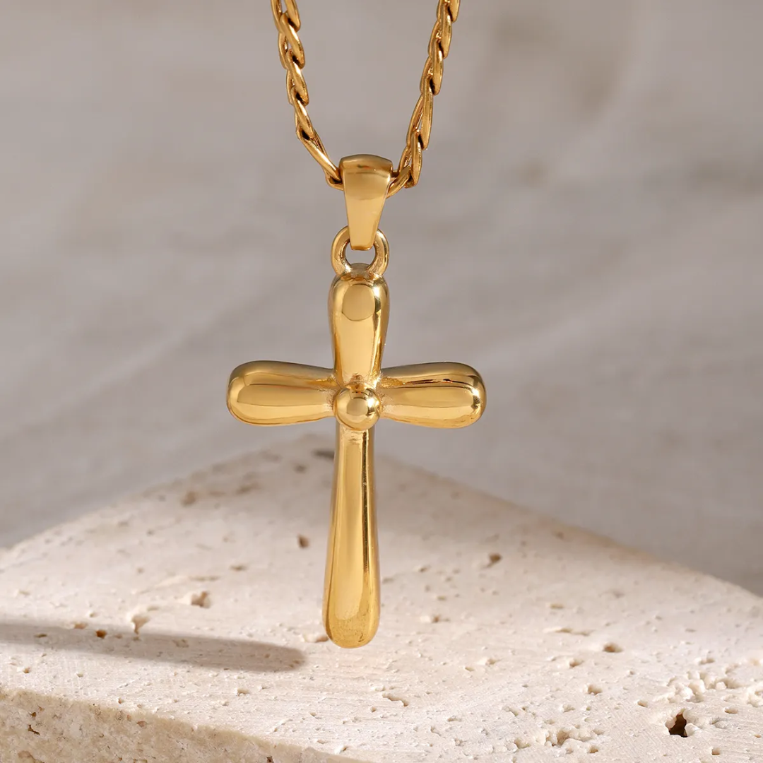 SunKissedBali || Cross pendant stainless steel 18K gold electro plating necklace || waterproof, tarnish free and hypoallergenic necklace jewelry bold statement necklace