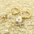 Sun Kissed Bali || Earring || Rhinestone pearl star tassel minimalist hoop earring white flower stainless steel 316L 18K gold PVD plated water resistant sweat resistant tarnish free hypoallergenic jewelry SKB0203011