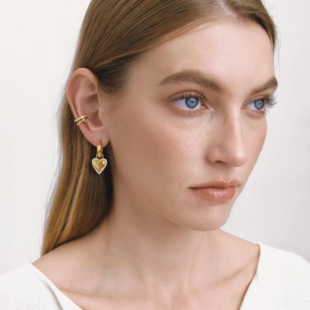 Sun Kissed Bali || Earring || Classic love hoop earring 18K Gold Coated waterproof tarnish free stainless steel jewelry SKB0312237